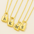 Ellie® Initial Love Lock 18k Gold Necklace (Bundle)