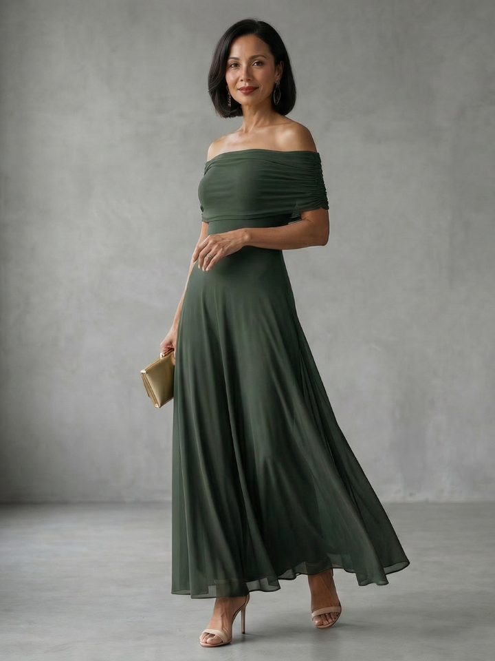 Juni | Off-shoulder drapované midi šaty