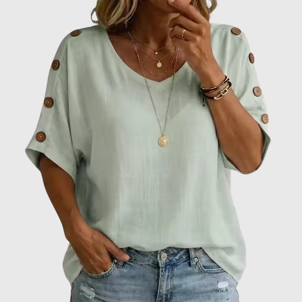 Bellie | Uvolněné tričko pro pocit pohody s knoflíkovou légou