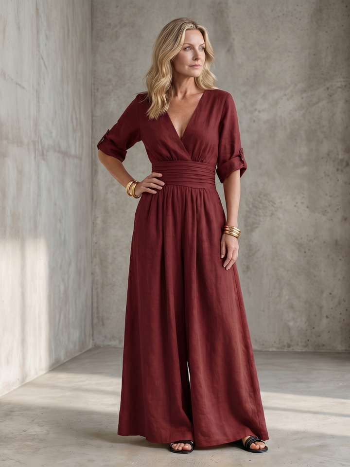 Wanda | Jumpsuit s křížením vpředu a širokými nohavicemi