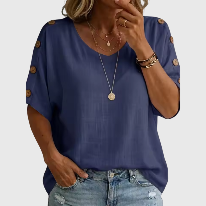 Bellie | Uvolněné tričko pro pocit pohody s knoflíkovou légou