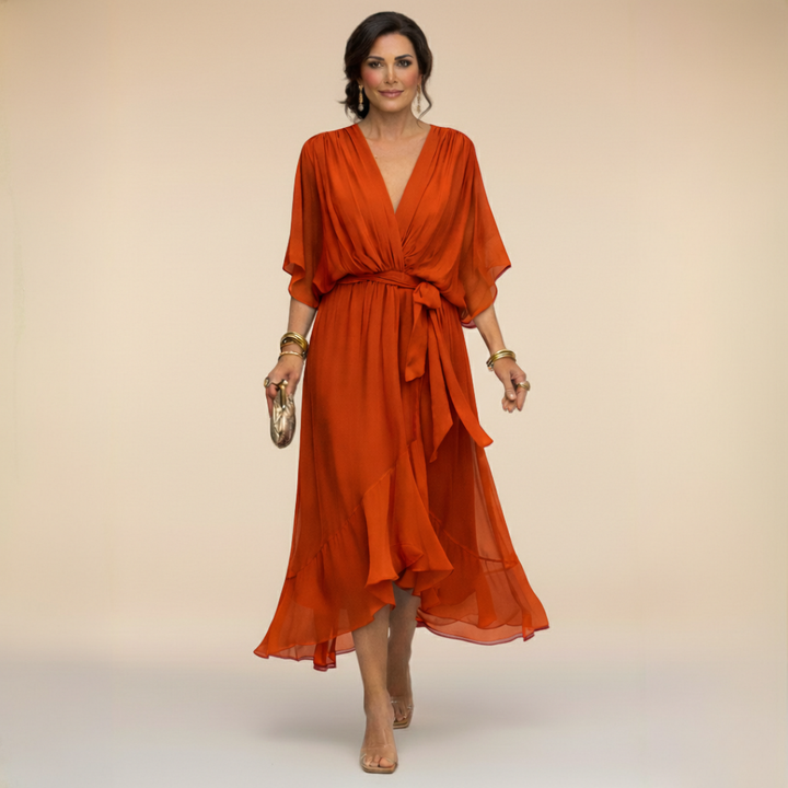 Chiara | Maxi šaty s hlubokým V-výstřihem a splývavou sukní