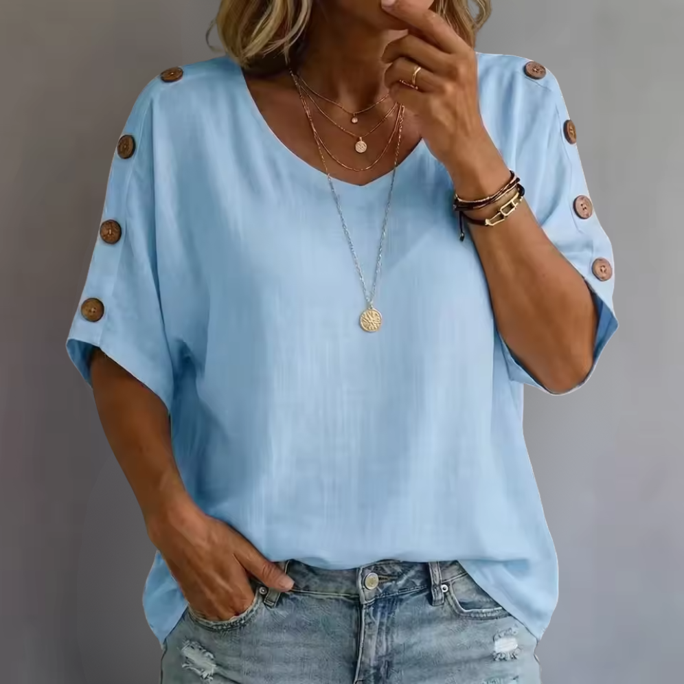 Bellie | Uvolněné tričko pro pocit pohody s knoflíkovou légou