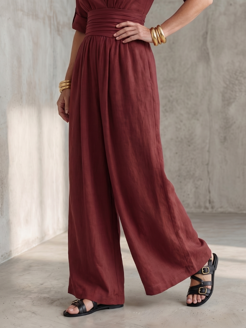 Wanda | Jumpsuit s křížením vpředu a širokými nohavicemi