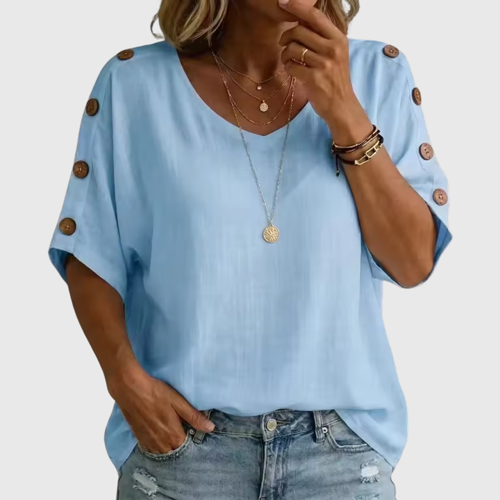 Bellie | Uvolněné tričko pro pocit pohody s knoflíkovou légou