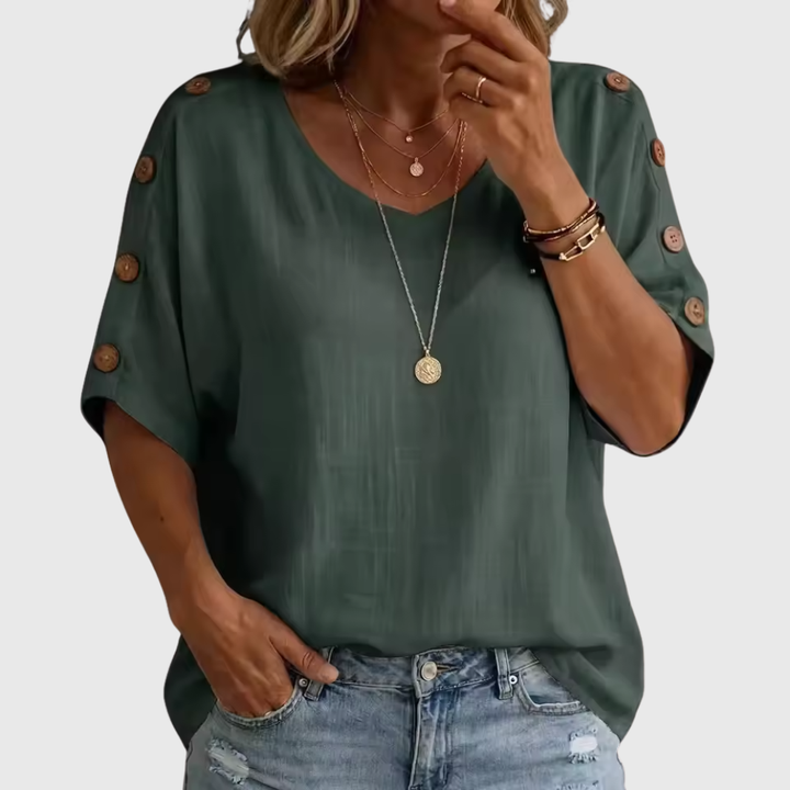 Bellie | Uvolněné tričko pro pocit pohody s knoflíkovou légou