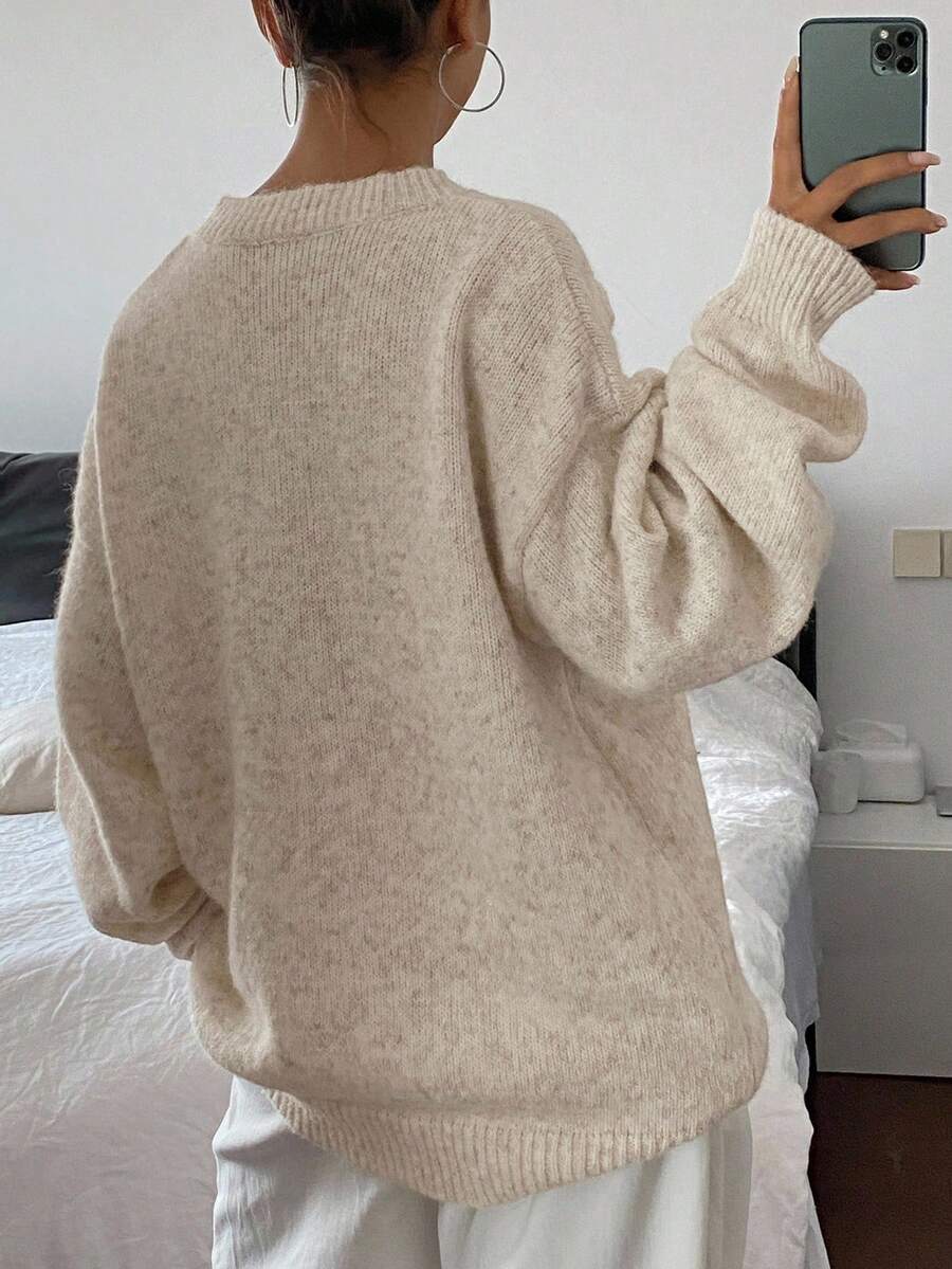 DAZY Dames 3D bloemendecor V-hals losse ležérní elegantní svetr trui herfst/winter