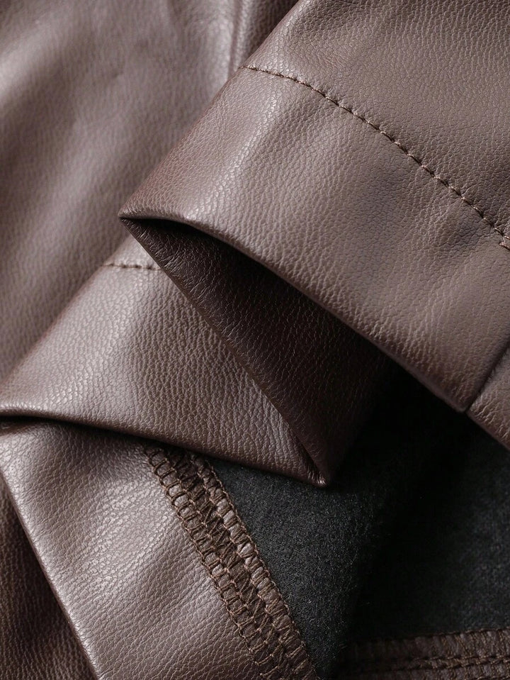 DAZY Dames effen PU leren lange mouwen enkelrijsjas en broek ležérní set van 2 stuks, herfst