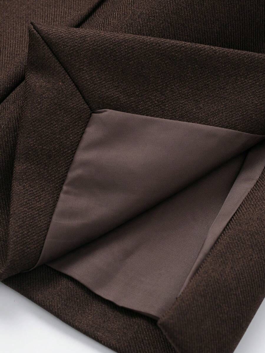 Damesjas van effen bruin linnenmix met reverskraag