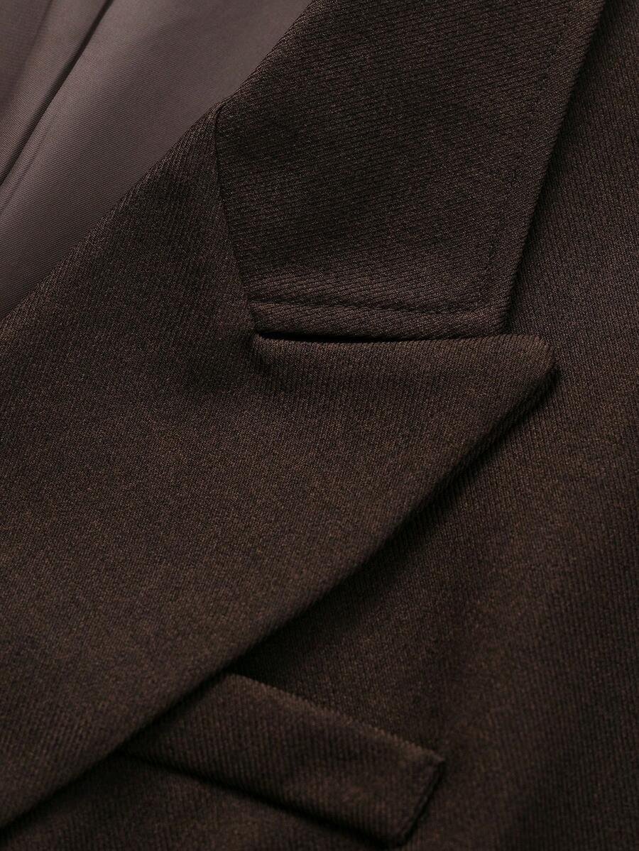 Damesjas van effen bruin linnenmix met reverskraag