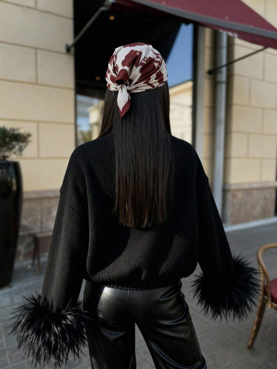 Margaret - Pletený kardigan s peřím 