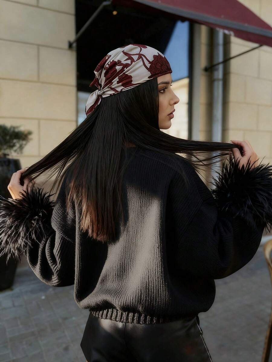 Margaret - Pletený kardigan s peřím 