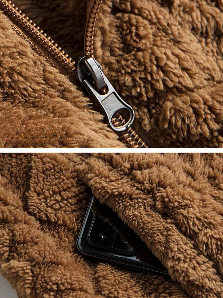 Adrian - Brown Oversized Teddy Jacket