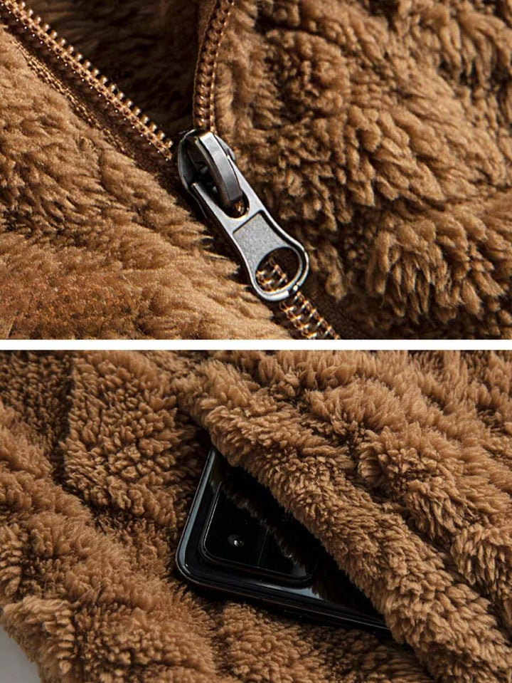 Adrian - Brown Oversized Teddy Jacket