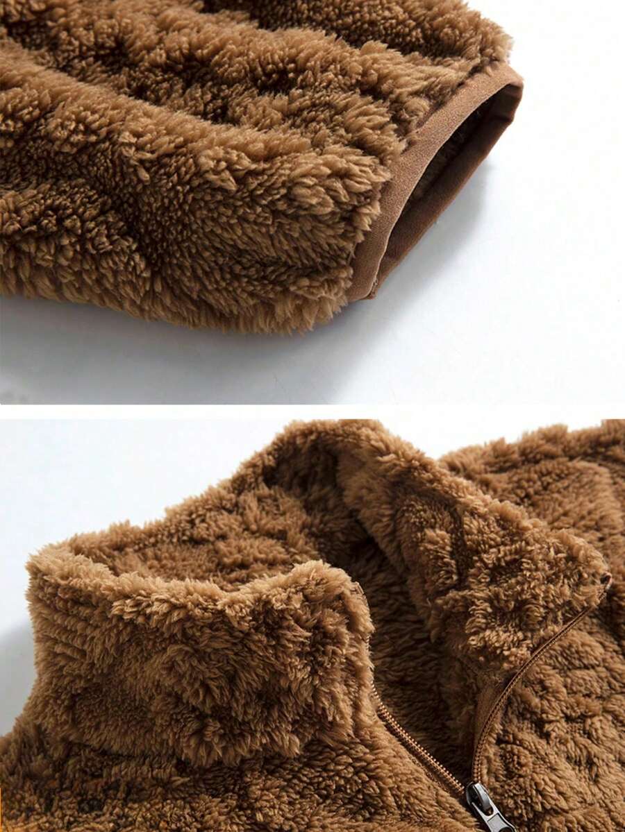 Adrian - Brown Oversized Teddy Jacket