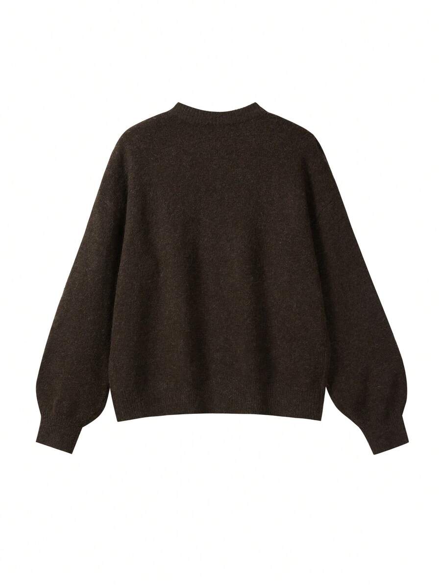 Emma – Brown Knit Cardigan with Gold Buttons