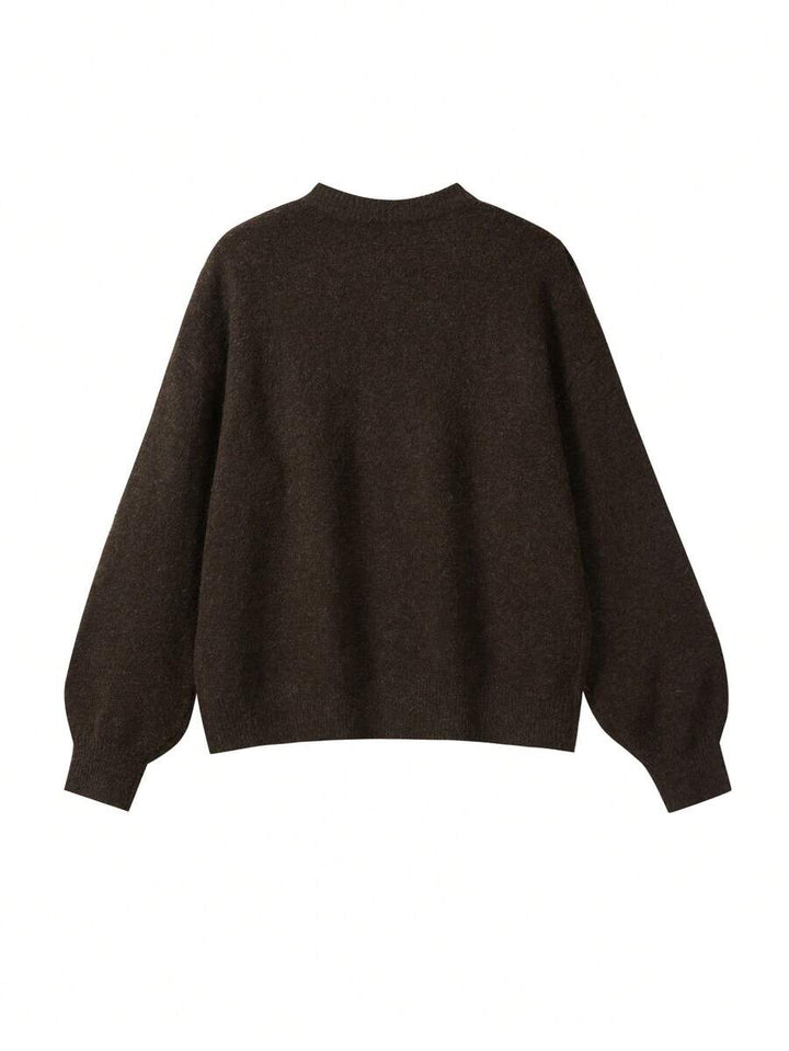 Emma – Brown Knit Cardigan with Gold Buttons