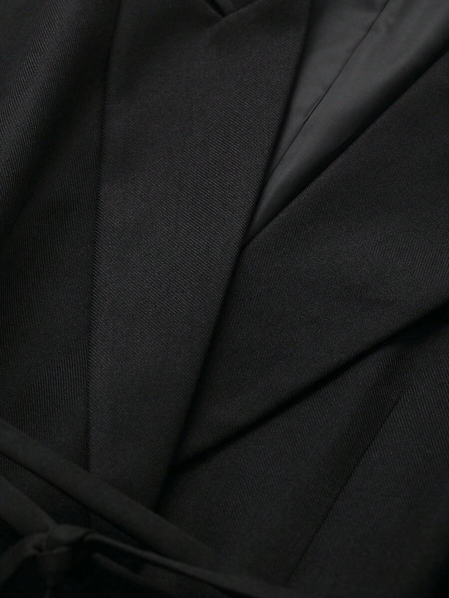 Damesjas van effen bruin linnenmix met reverskraag