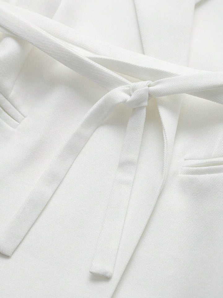 Damesjas van effen bruin linnenmix met reverskraag