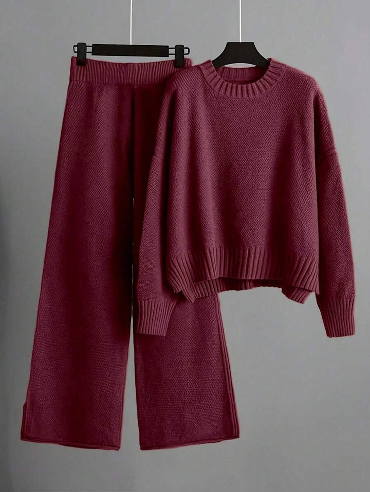 Jamey - Burgundy Oversized Top & Trousers Set