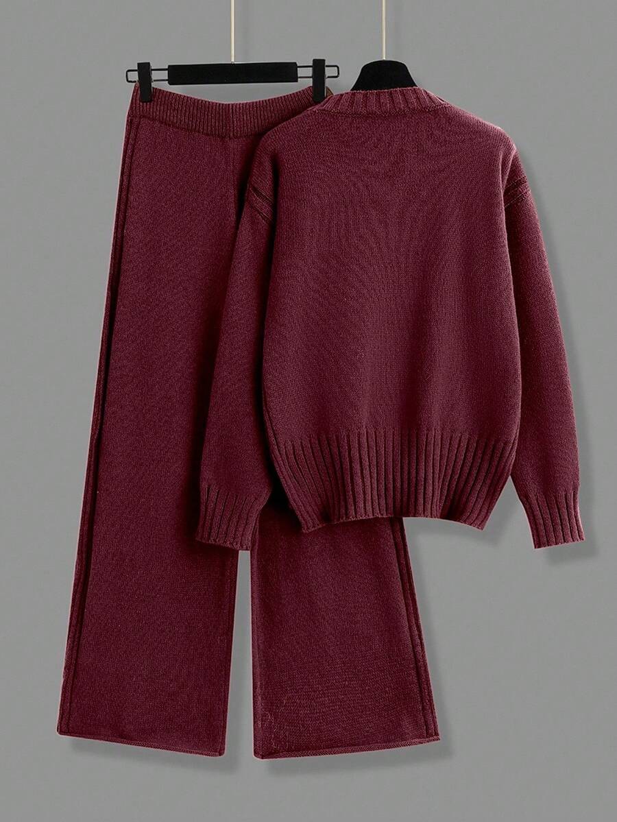 Jamey - Burgundy Oversized Top & Trousers Set