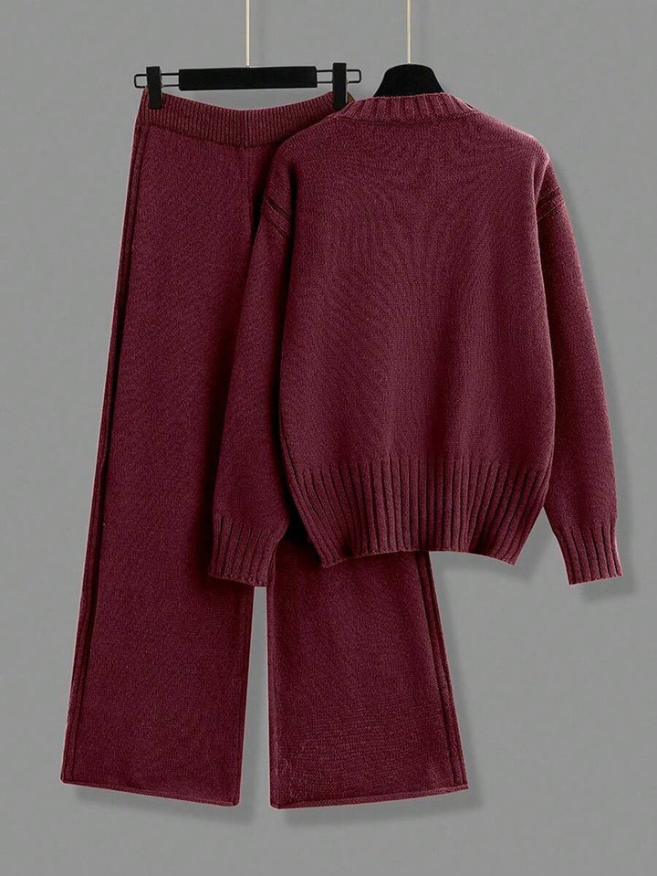 Jamey - Burgundy Oversized Top & Trousers Set