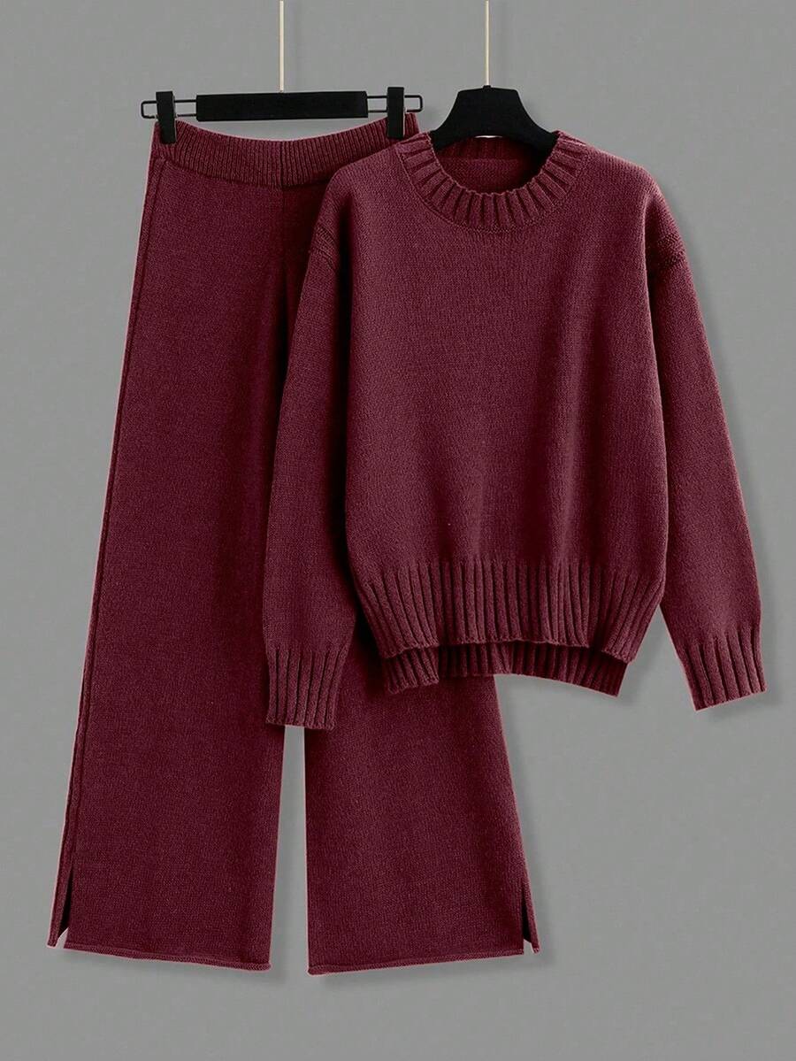 Jamey - Burgundy Oversized Top & Trousers Set