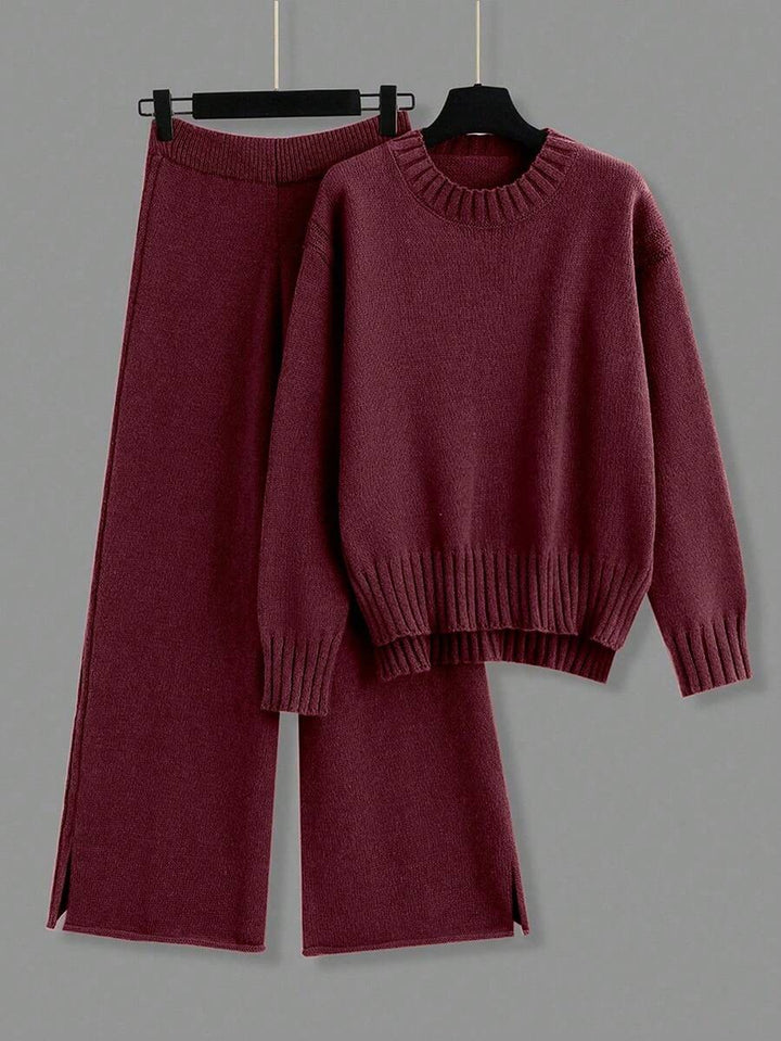 Jamey - Burgundy Oversized Top & Trousers Set