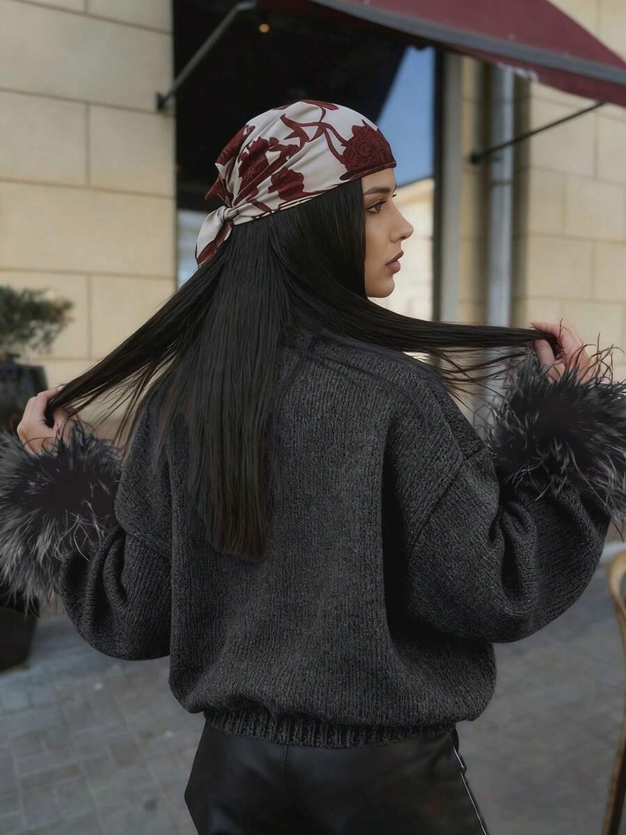 Margaret - Pletený kardigan s peřím 