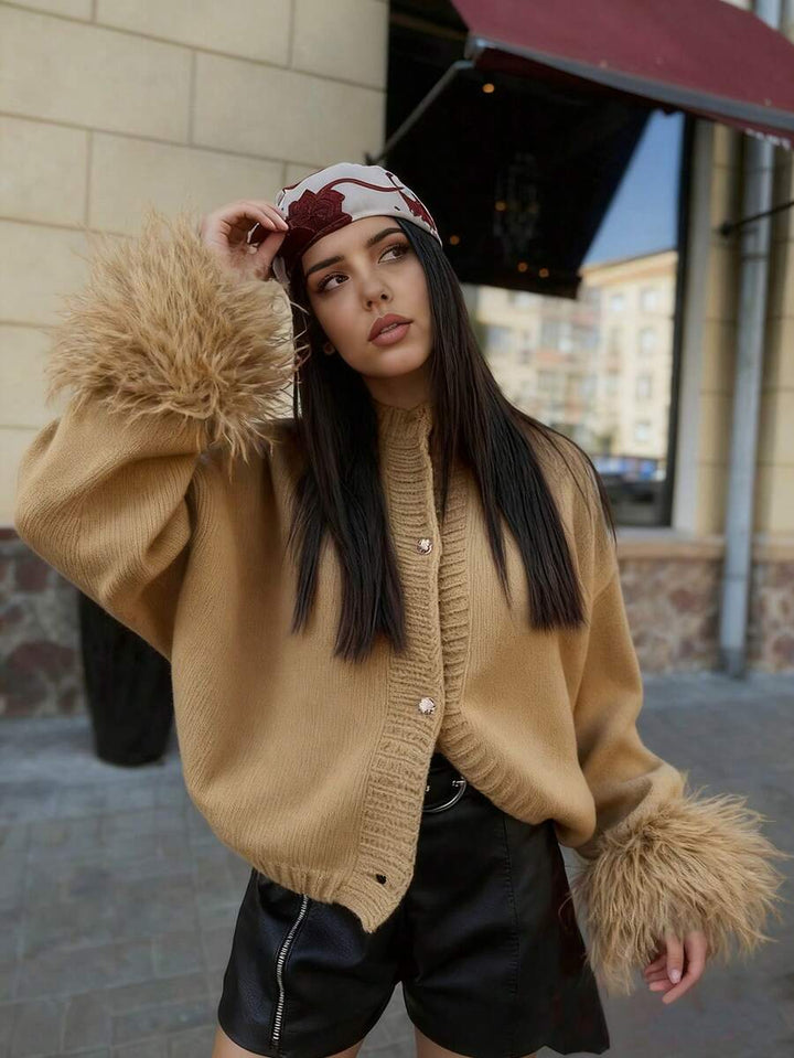 Margaret - Pletený kardigan s peřím 