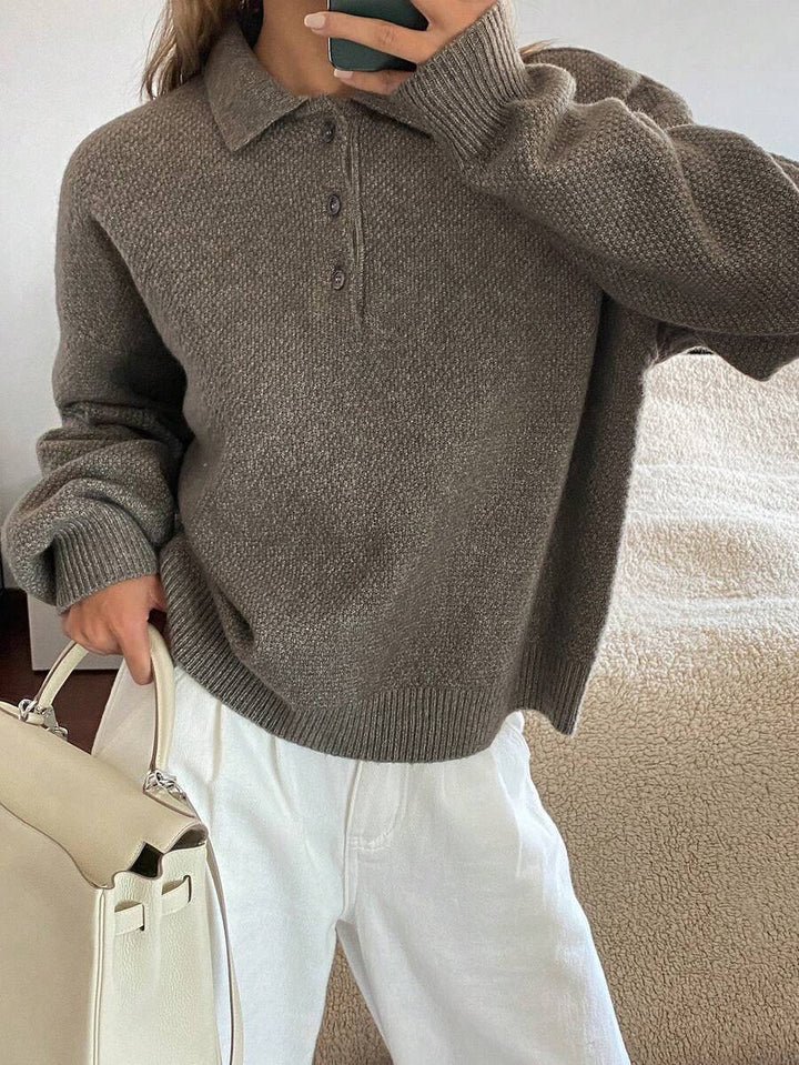 DAZY Dames casual effenkleurge losse gebreide trui met verlaagde schouders, herfst/winter