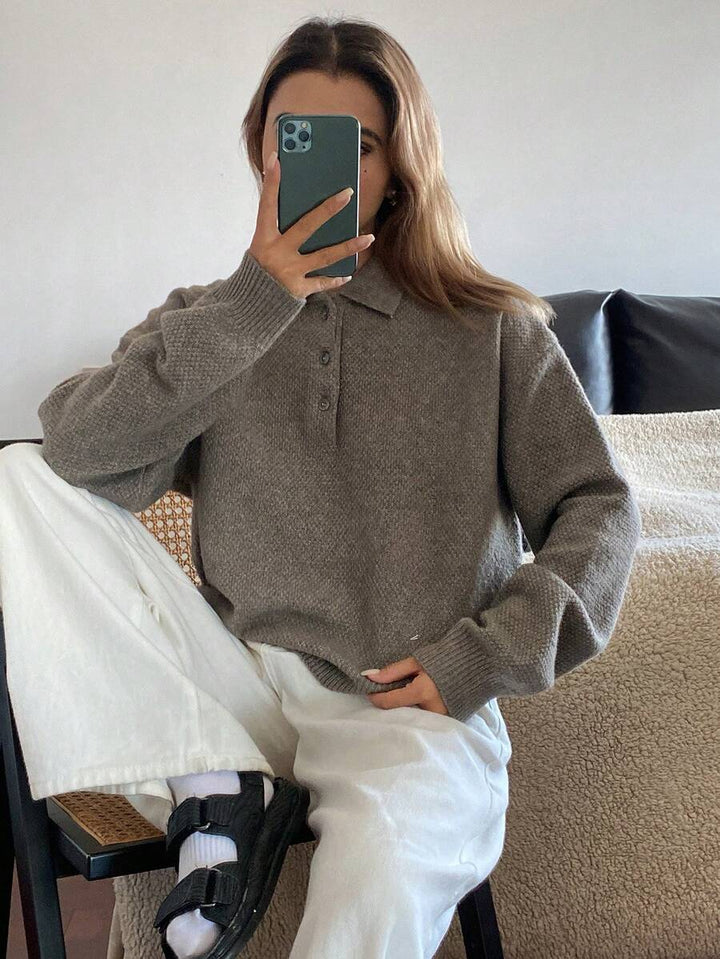 DAZY Dames casual effenkleurge losse gebreide trui met verlaagde schouders, herfst/winter