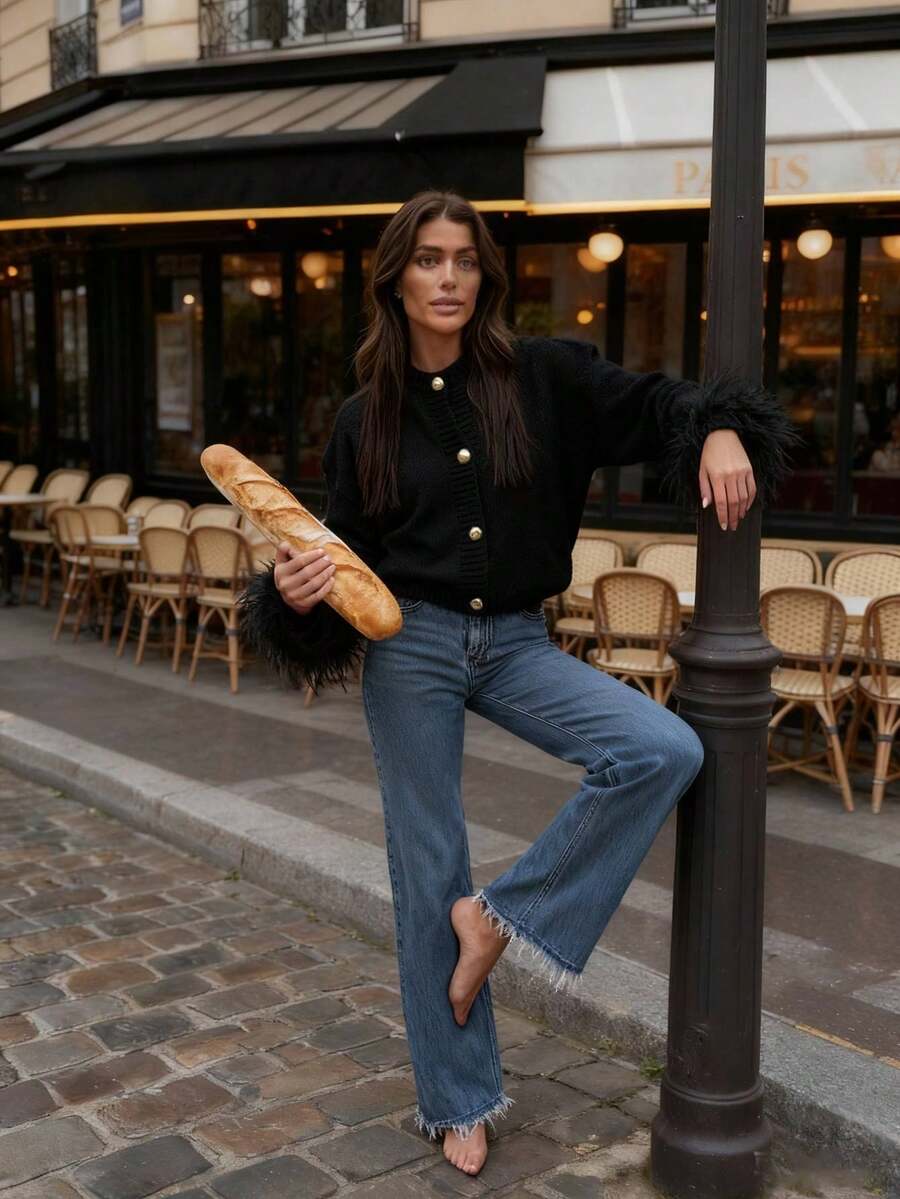 Margaret - Pletený kardigan s peřím 