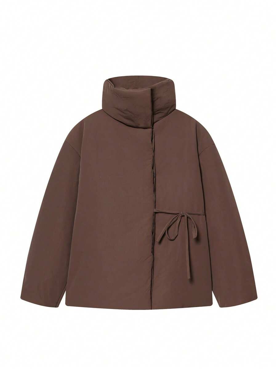 Damesparka's, korte gewatteerde jassen, warme winterkleding voor dames, bruine winterjassen voor dames, coltrui voor dames.