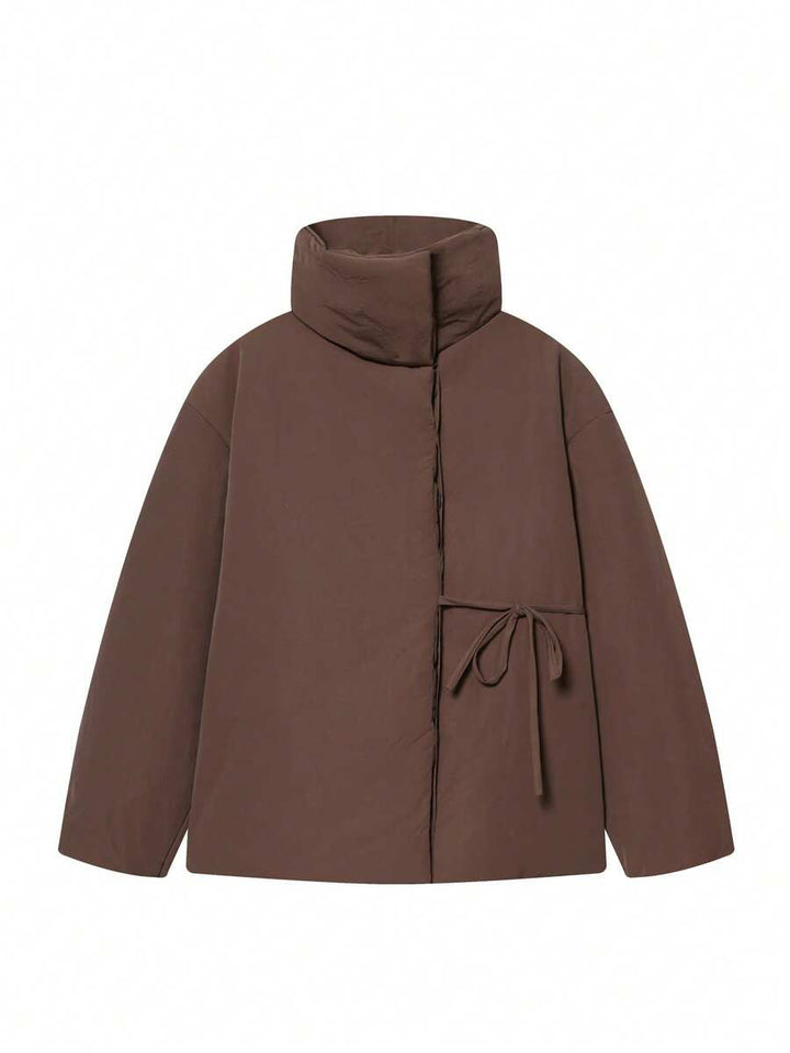 Damesparka's, korte gewatteerde jassen, warme winterkleding voor dames, bruine winterjassen voor dames, coltrui voor dames.