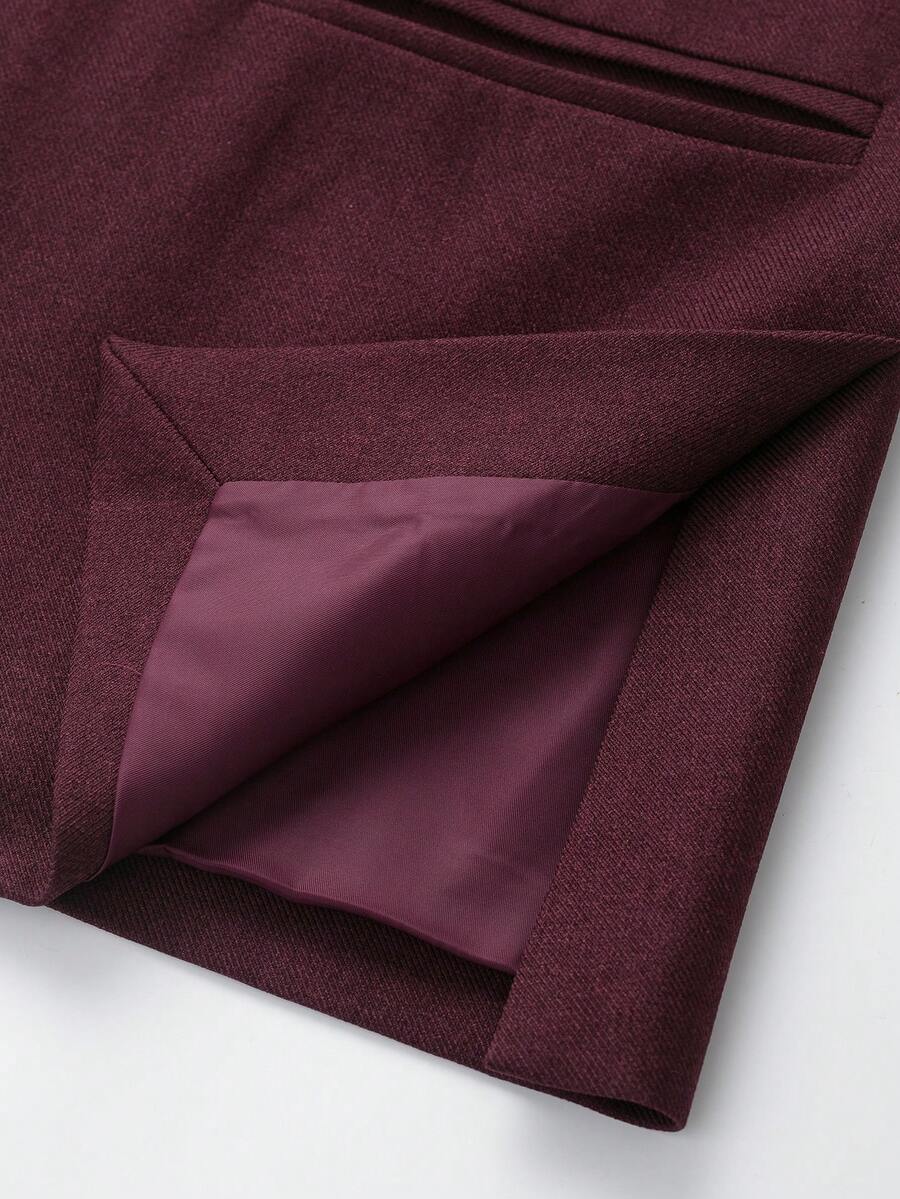 Damesjas van effen bruin linnenmix met reverskraag