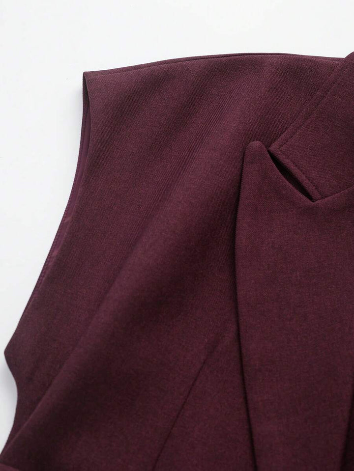 Damesjas van effen bruin linnenmix met reverskraag