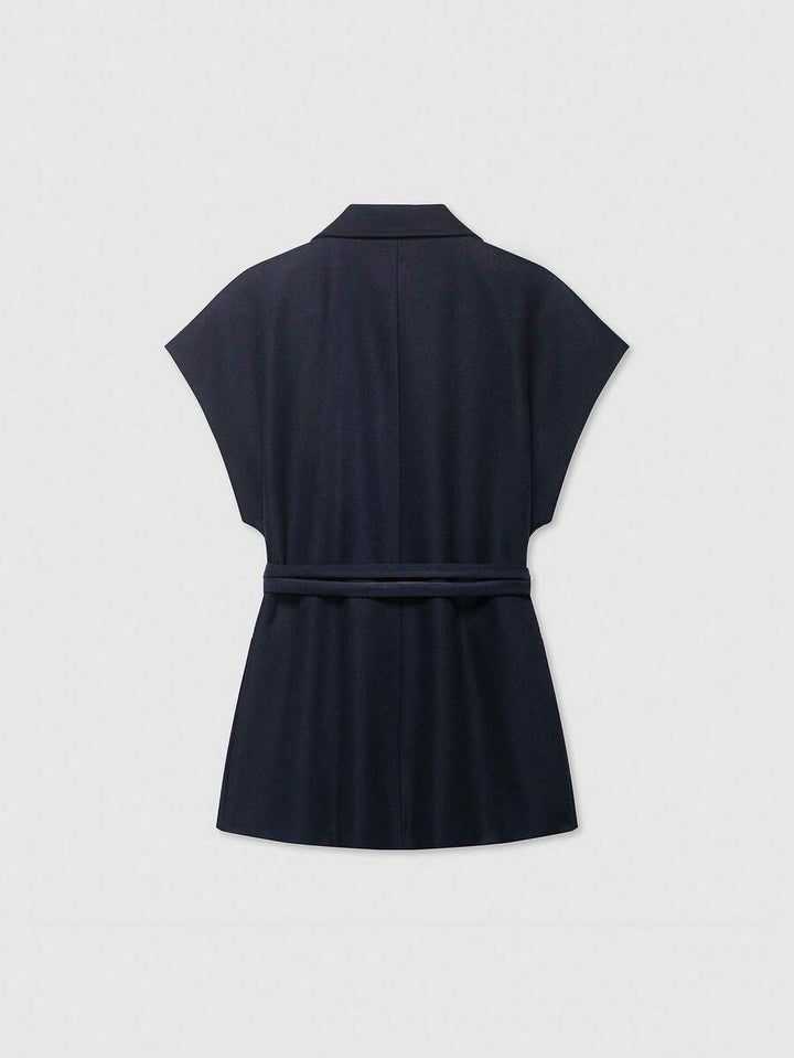 Damesjas van effen bruin linnenmix met reverskraag