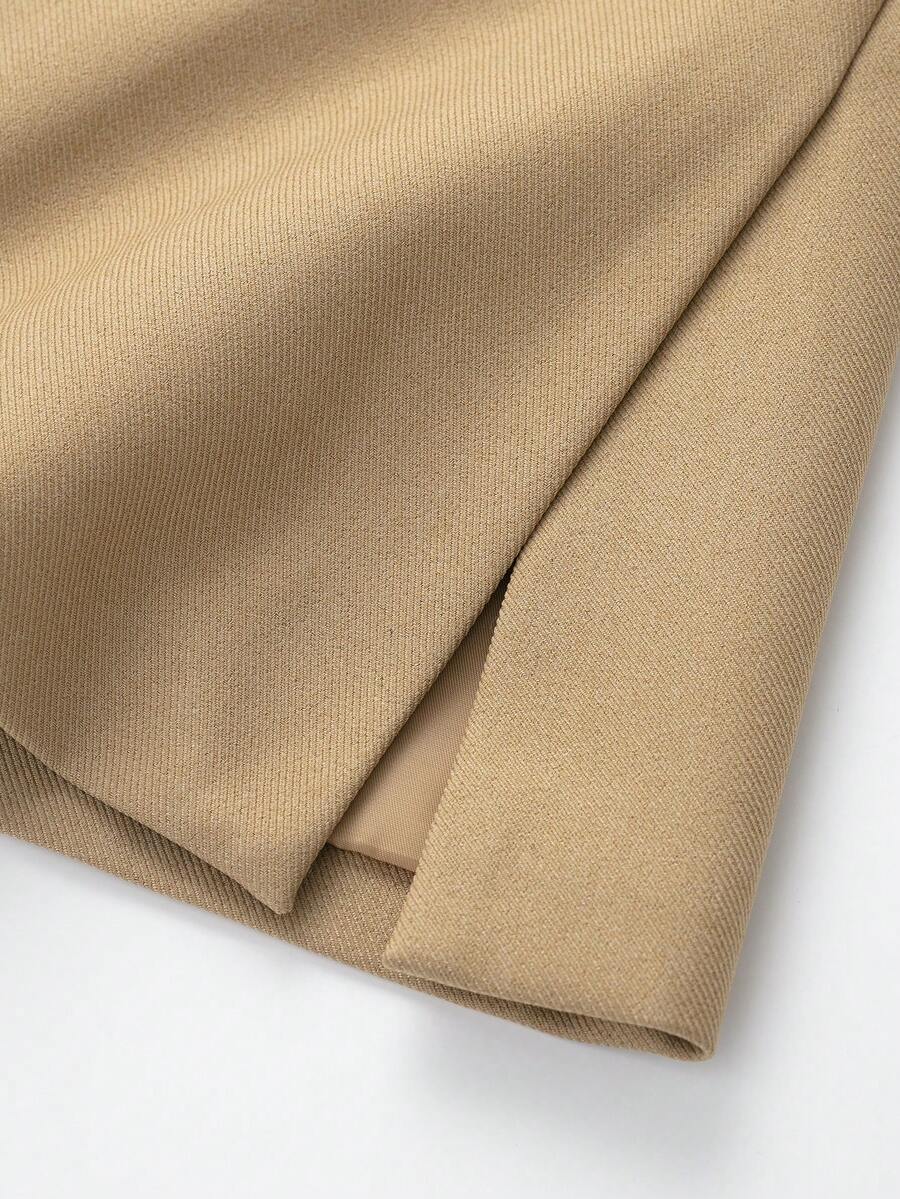 Damesjas van effen bruin linnenmix met reverskraag