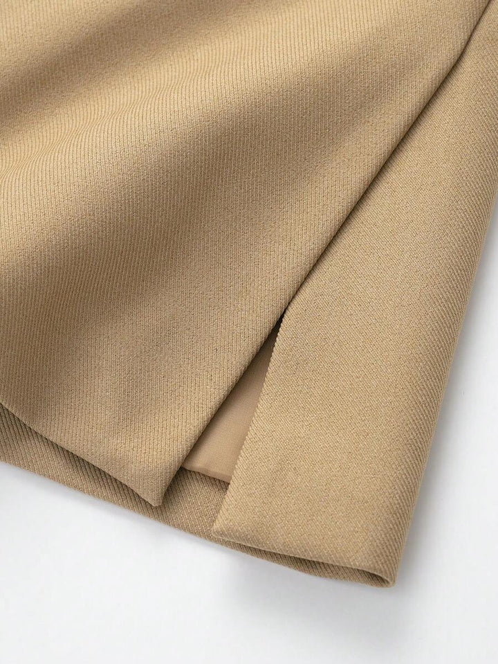 Damesjas van effen bruin linnenmix met reverskraag