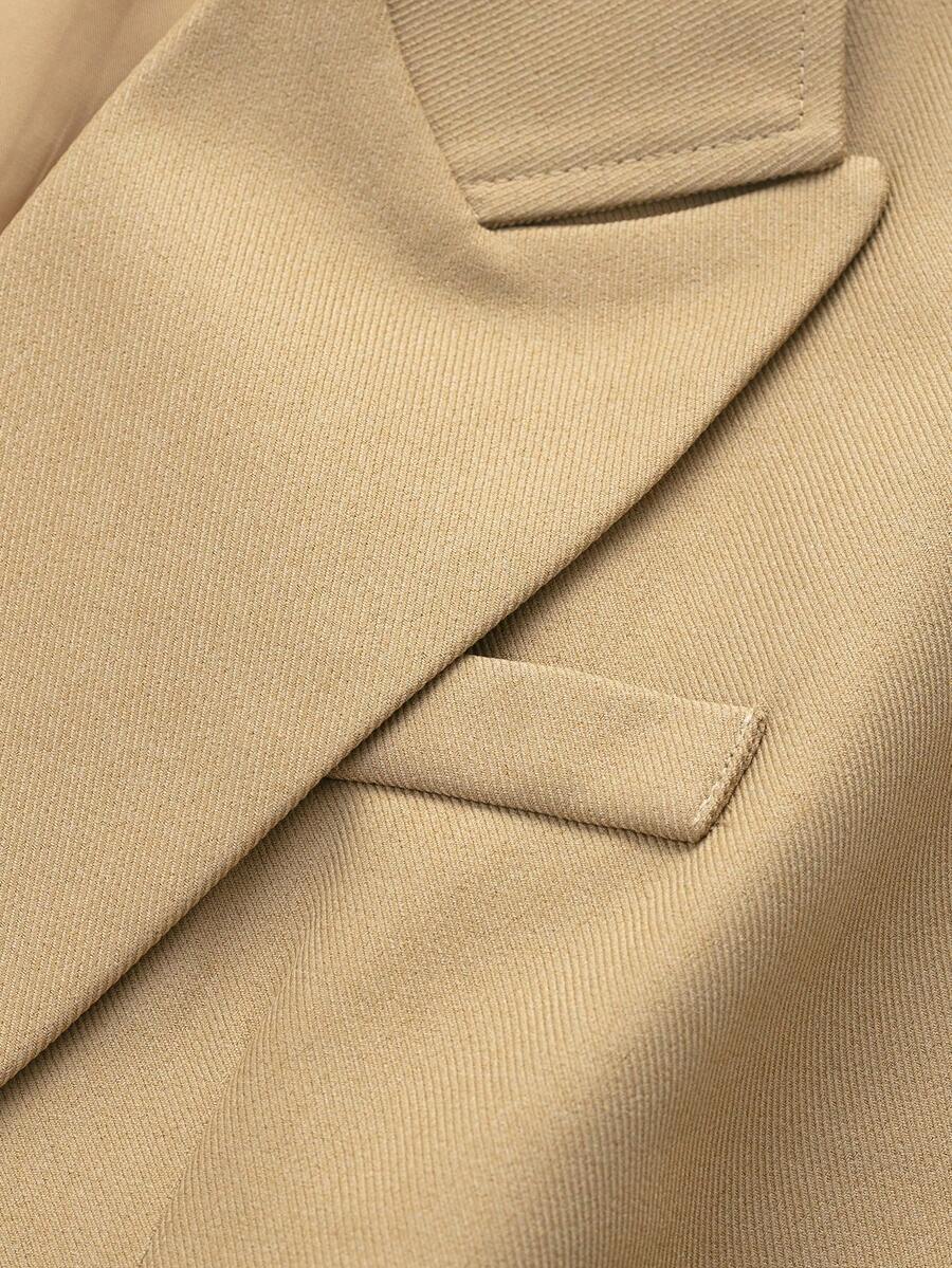 Damesjas van effen bruin linnenmix met reverskraag