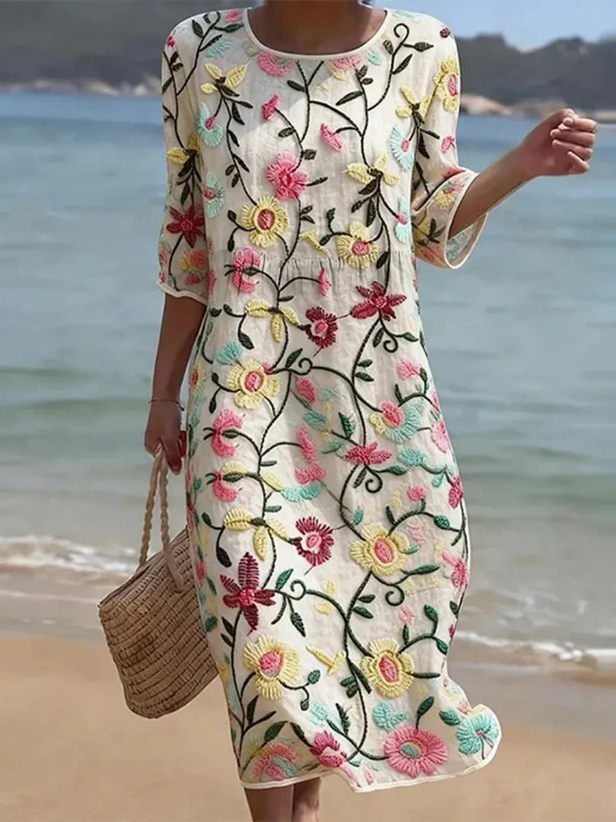 Olga | Elegantní maxi šaty s klasickým květinovým potiskem