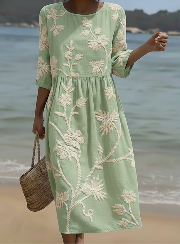 Lenora | Elegantní midi šaty s jemným květinovým potiskem