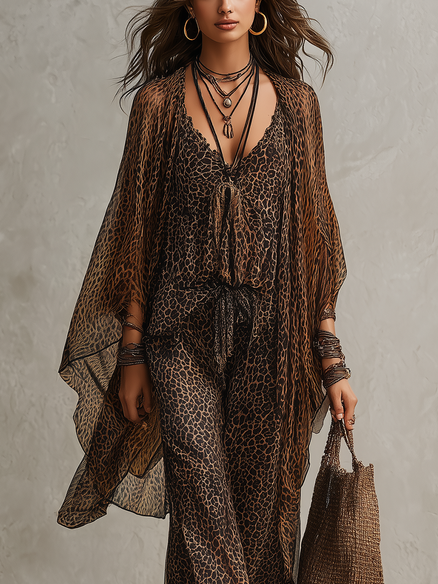 Rosalie | Třídílný luxusní komplet s leopardím vzorem