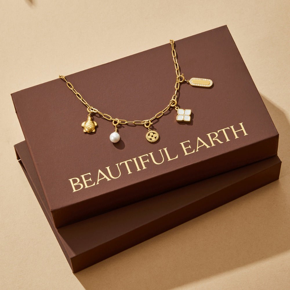 18K Gold Paperclip Charm Necklace