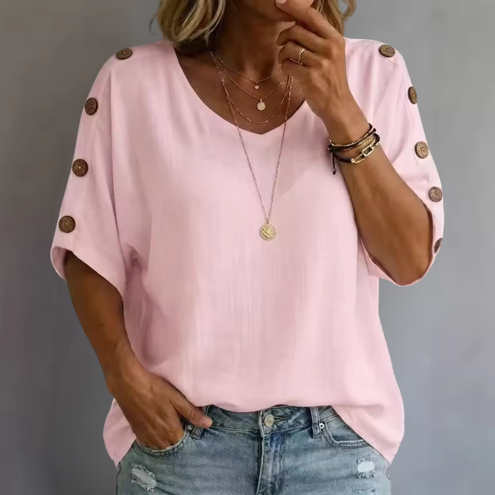 Bellie | Uvolněné tričko pro pocit pohody s knoflíkovou légou