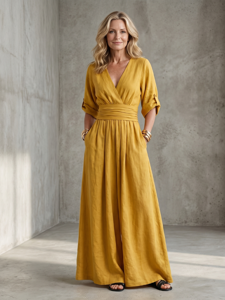 Wanda | Jumpsuit s křížením vpředu a širokými nohavicemi