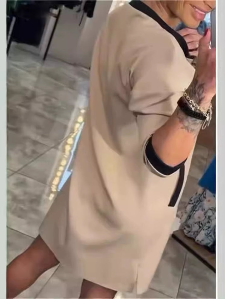 Spring Elegant Women'S Dress Autumn Long Sleeve Zipper O Neck Fashion Dress for Women 2025 Casual Loose Dresses Female