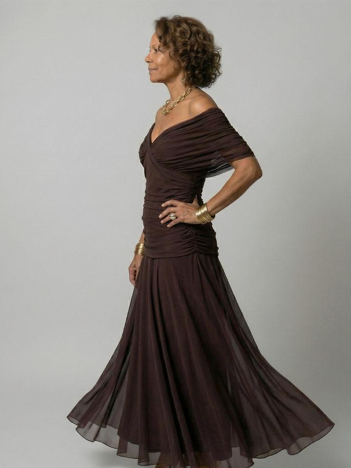 Calen | Off-shoulder splývavé midi šaty