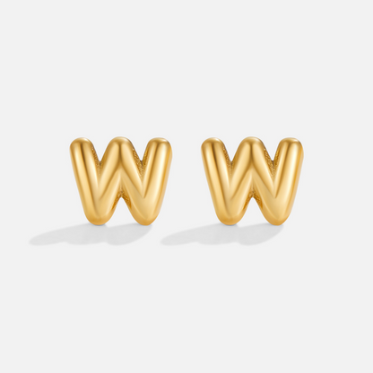 Gold Bubble Letter Earrings
